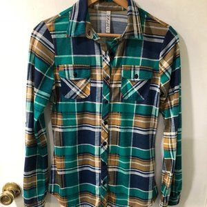 Junior girls button down pleaded shirt size small